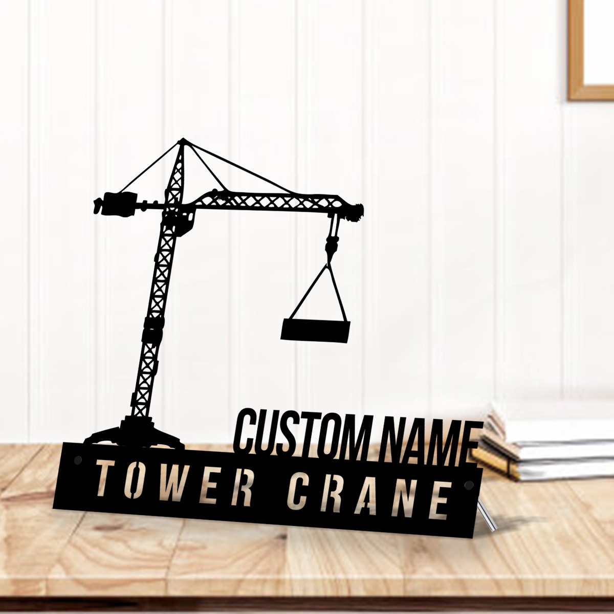 Heavy Equipment Sign - Aangepaste torenkraan bureau naamplaatje wig gepersonaliseerde