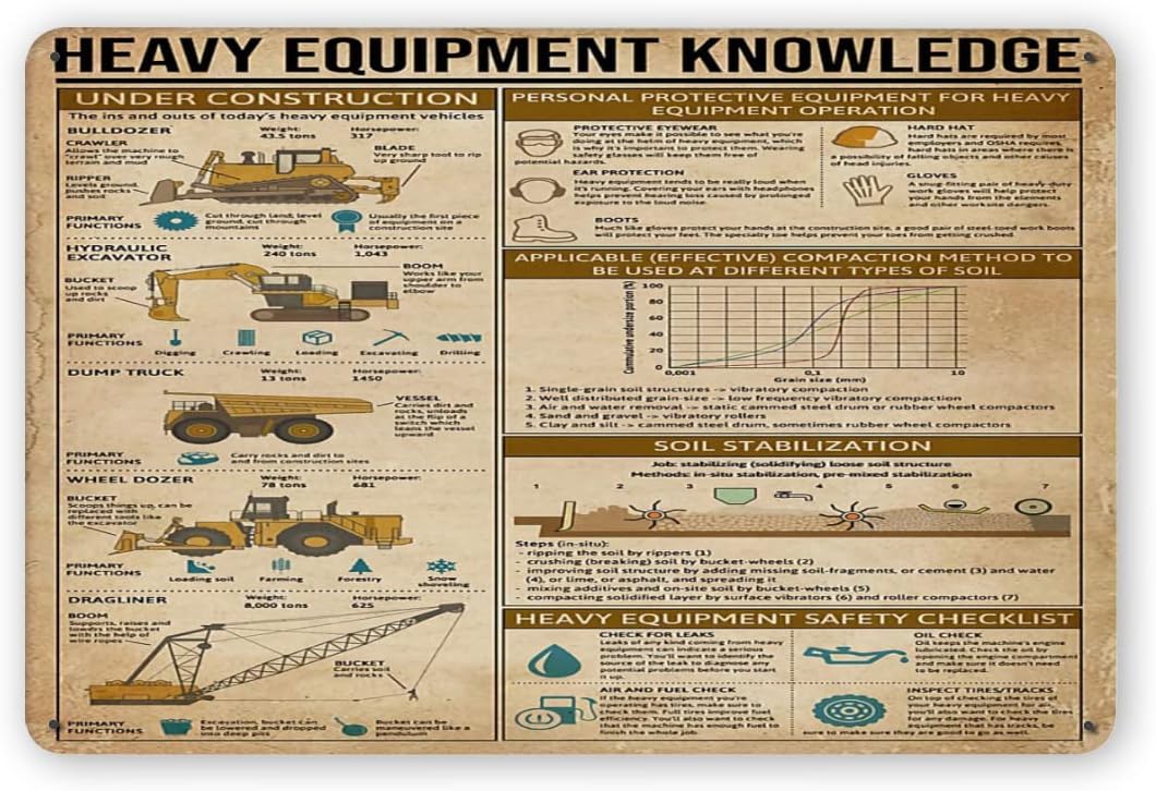 Heavy Equipment Sign - Kennis van zwaar materieel Metalen borden