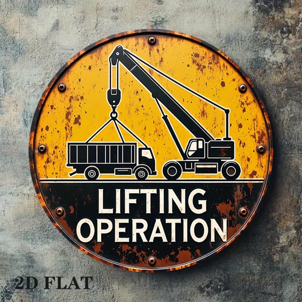 Heavy Equipment Sign - 2D metalen bord rond 20 cm