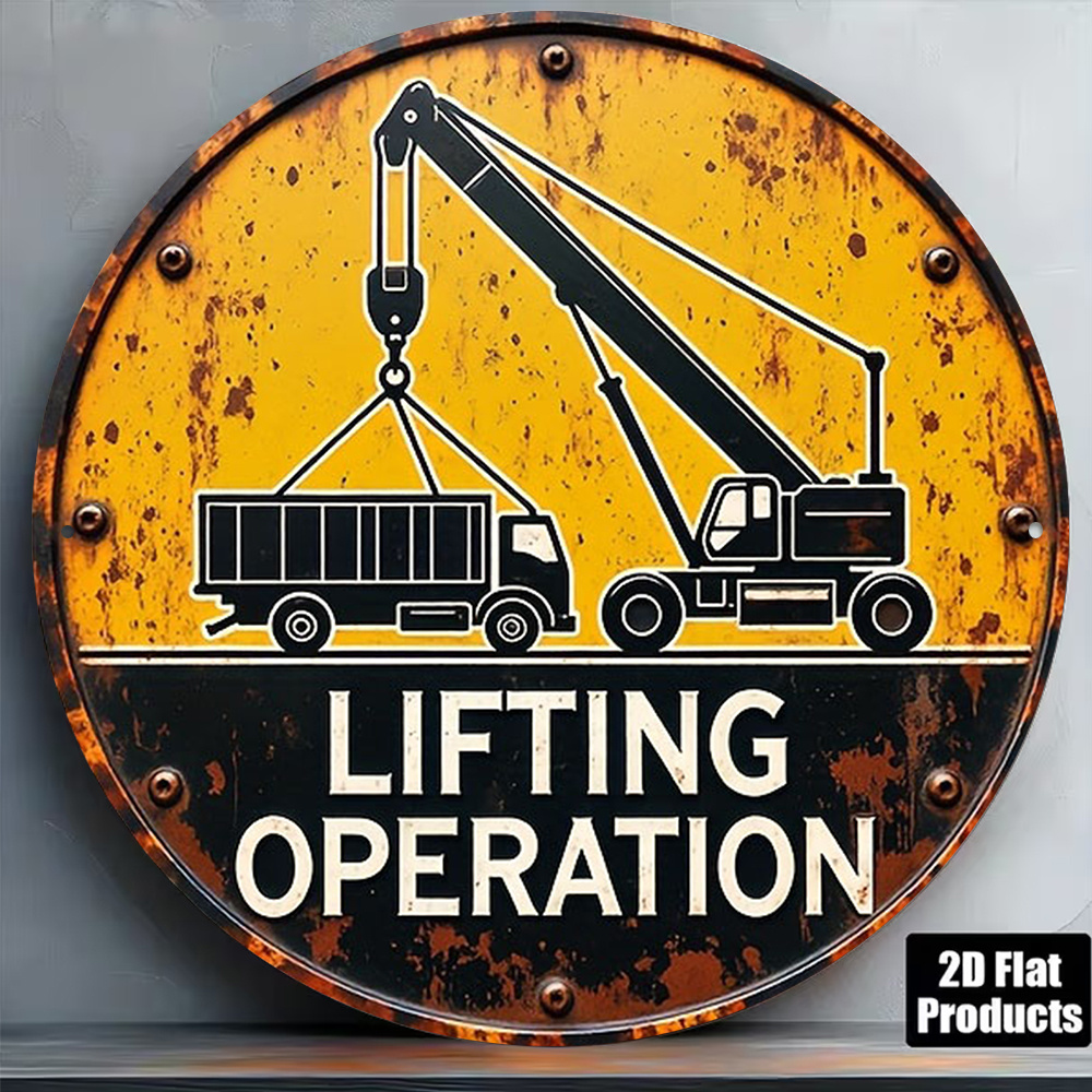 2D metalen bord rond 20 cm ret - Heavy Equipment Sign recensie en prijs