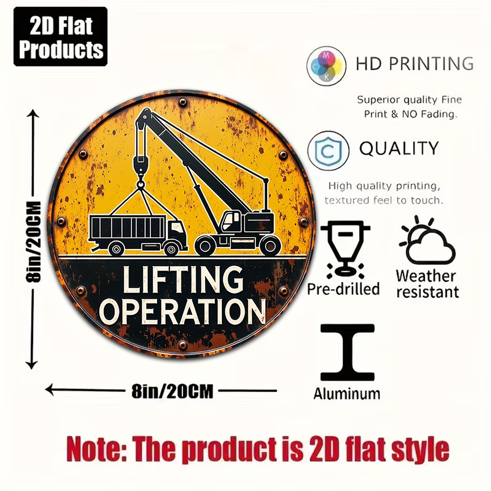 2D metalen bord rond 20 cm ret - Heavy Equipment Sign recensie en prijs