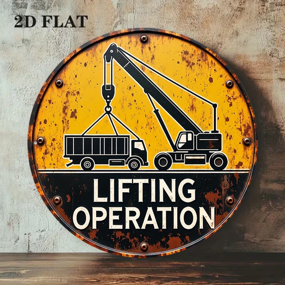 2D metalen bord rond 20 cm ret - Heavy Equipment Sign recensie en prijs